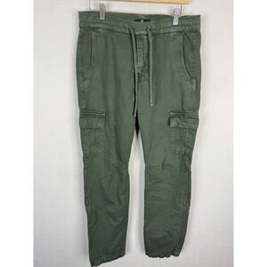 7 For All Mankind Mens Olive Green Cotton Linen Cargo Jogger Pants Size S